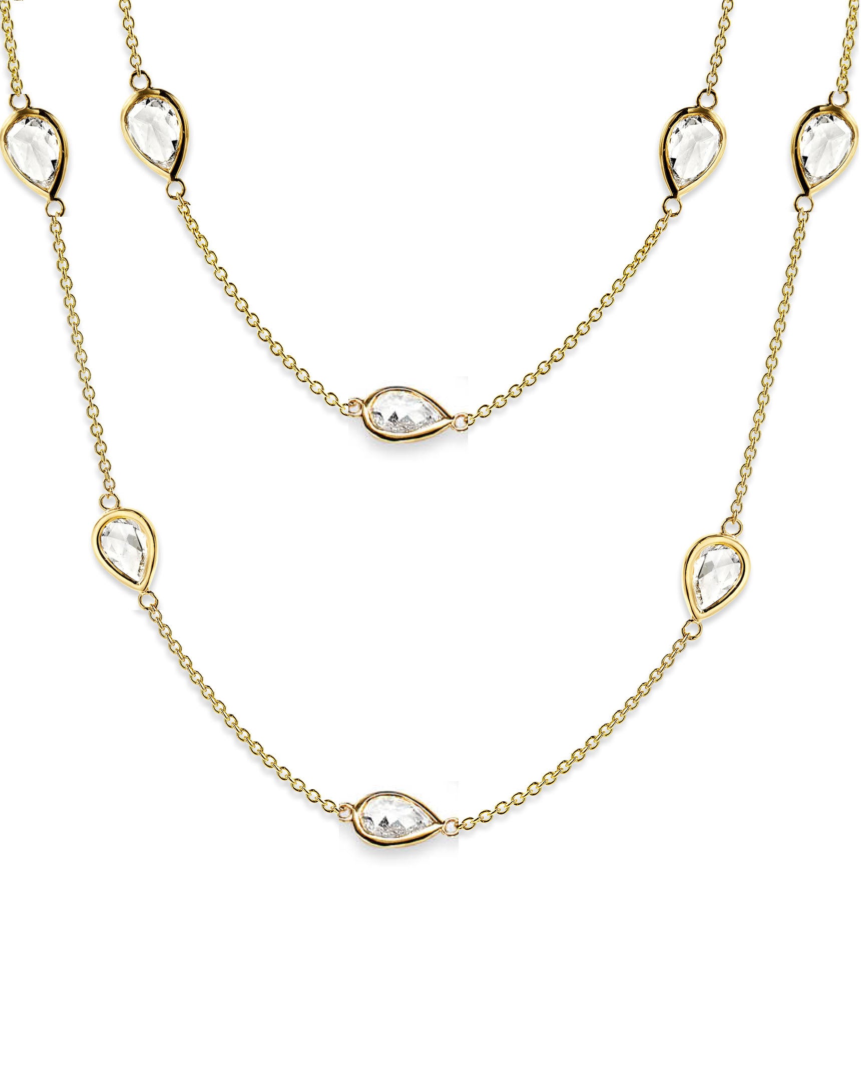 18k Gold Pear Shape Long Necklace