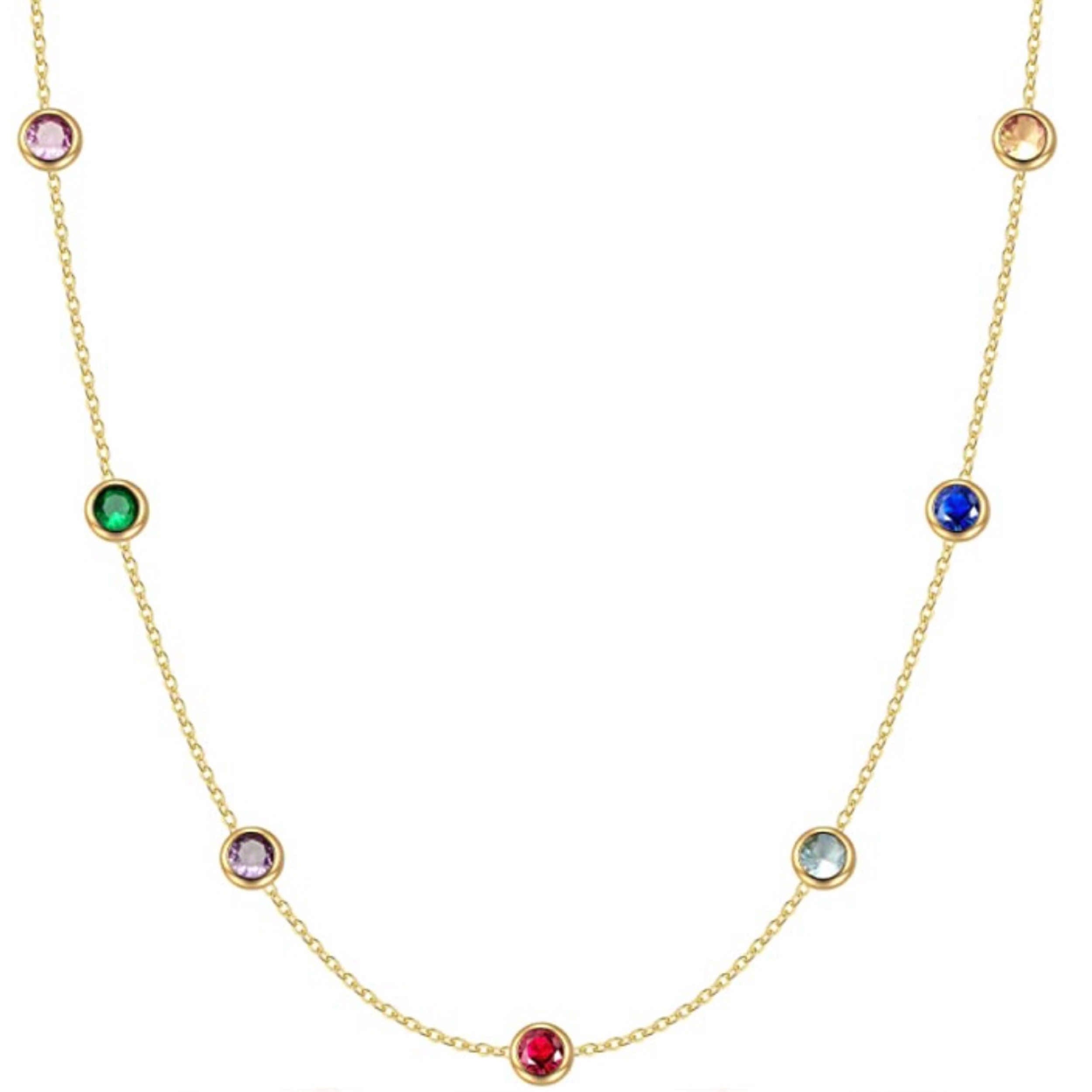 18k Gold Multi Color Station Necklace