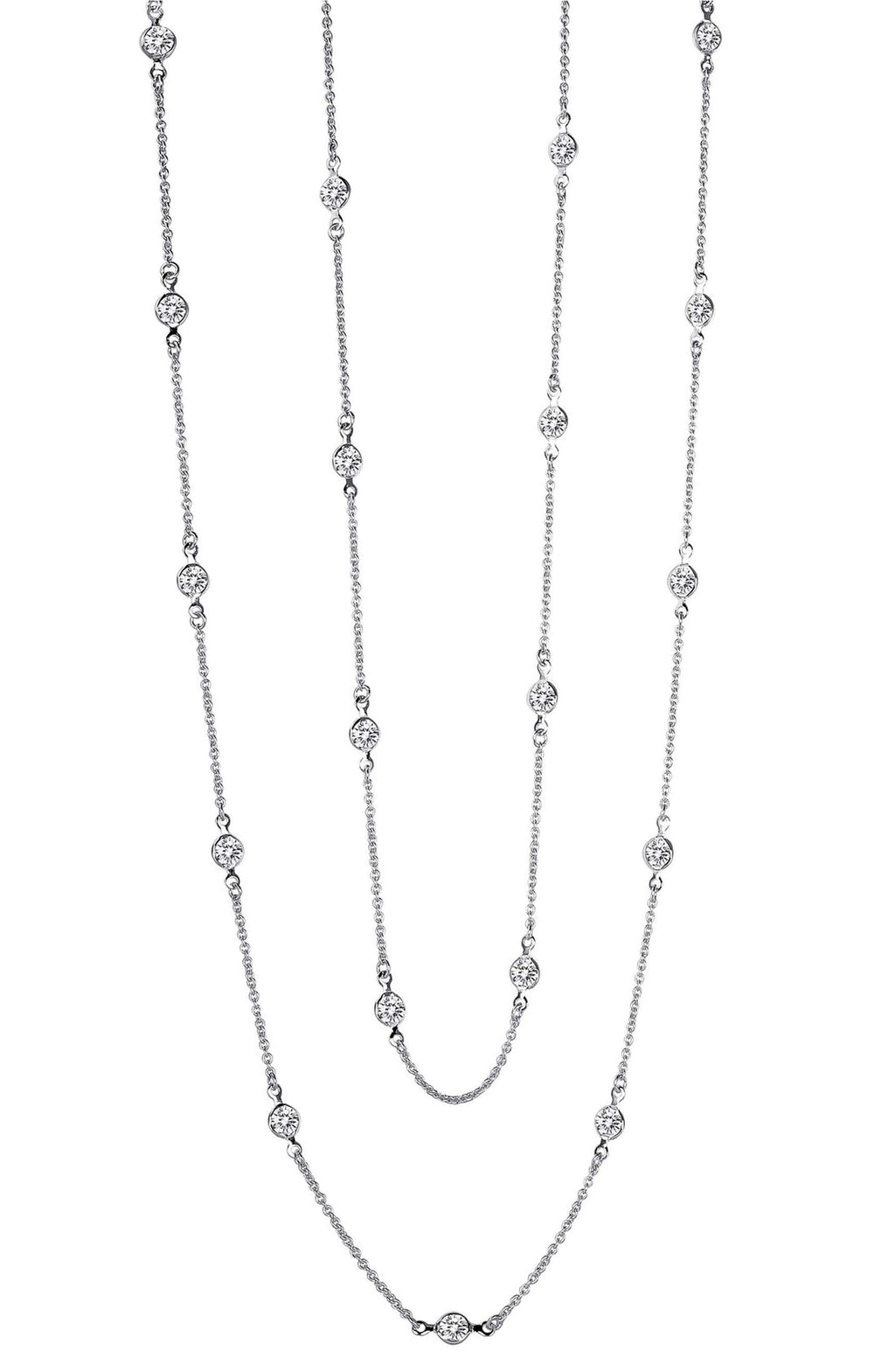 Sterling Silver Cz Station Necklace