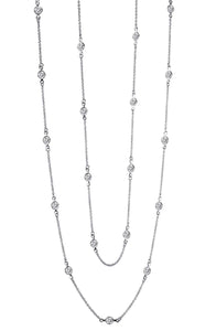 Sterling Silver Cz Station Necklace