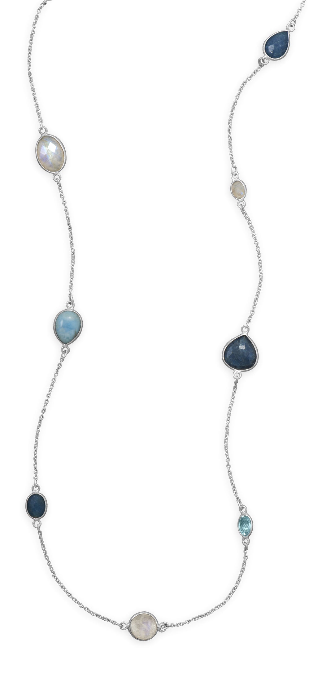 Sterling Silver Multi Gemstone Necklace