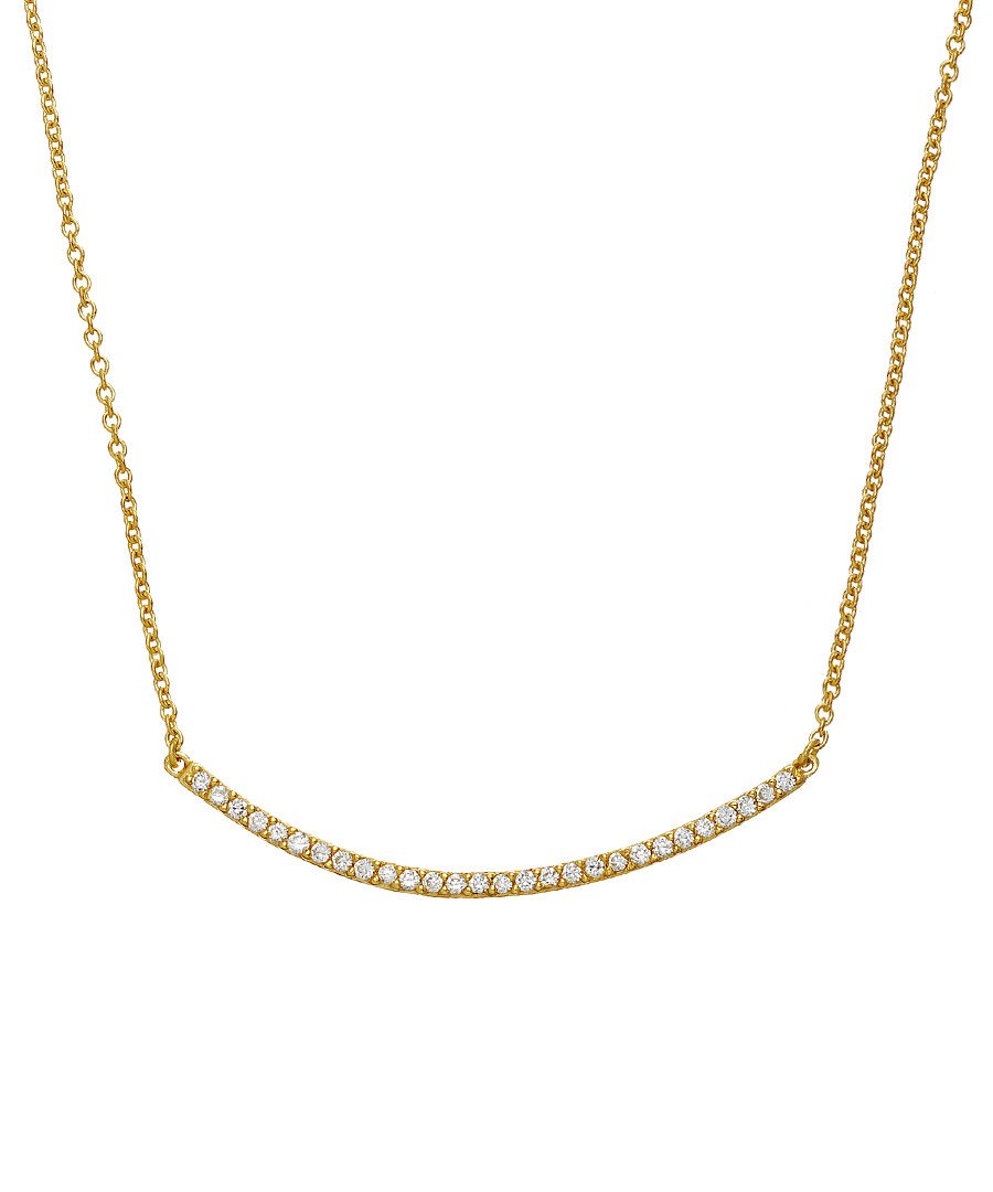 18K Gold Cz Embelished Bar Necklace
