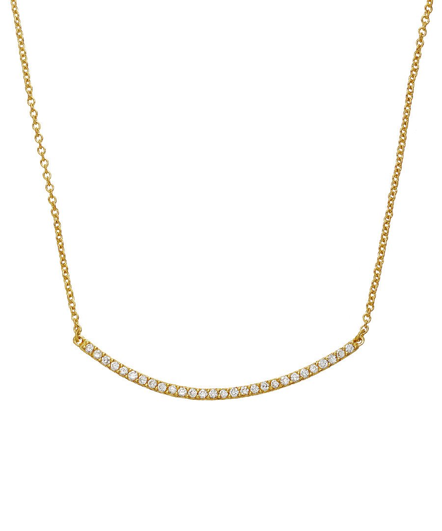 18K Gold Cz Embelished Bar Necklace - Liv Oliver