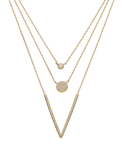 18K Gold Multi Layer Cz Necklace