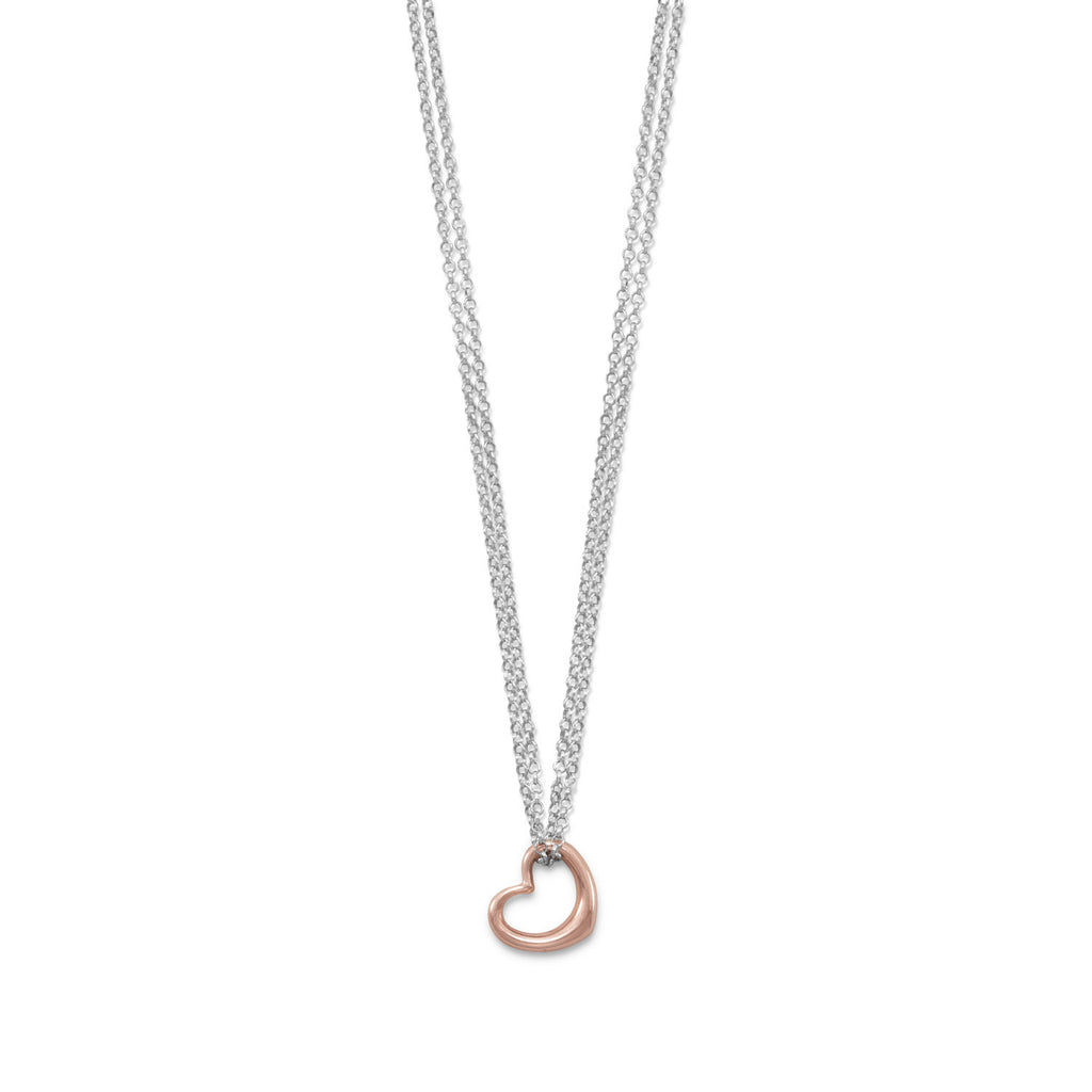 18k Rose Gold Plated & Sterling Silver Heart Necklace