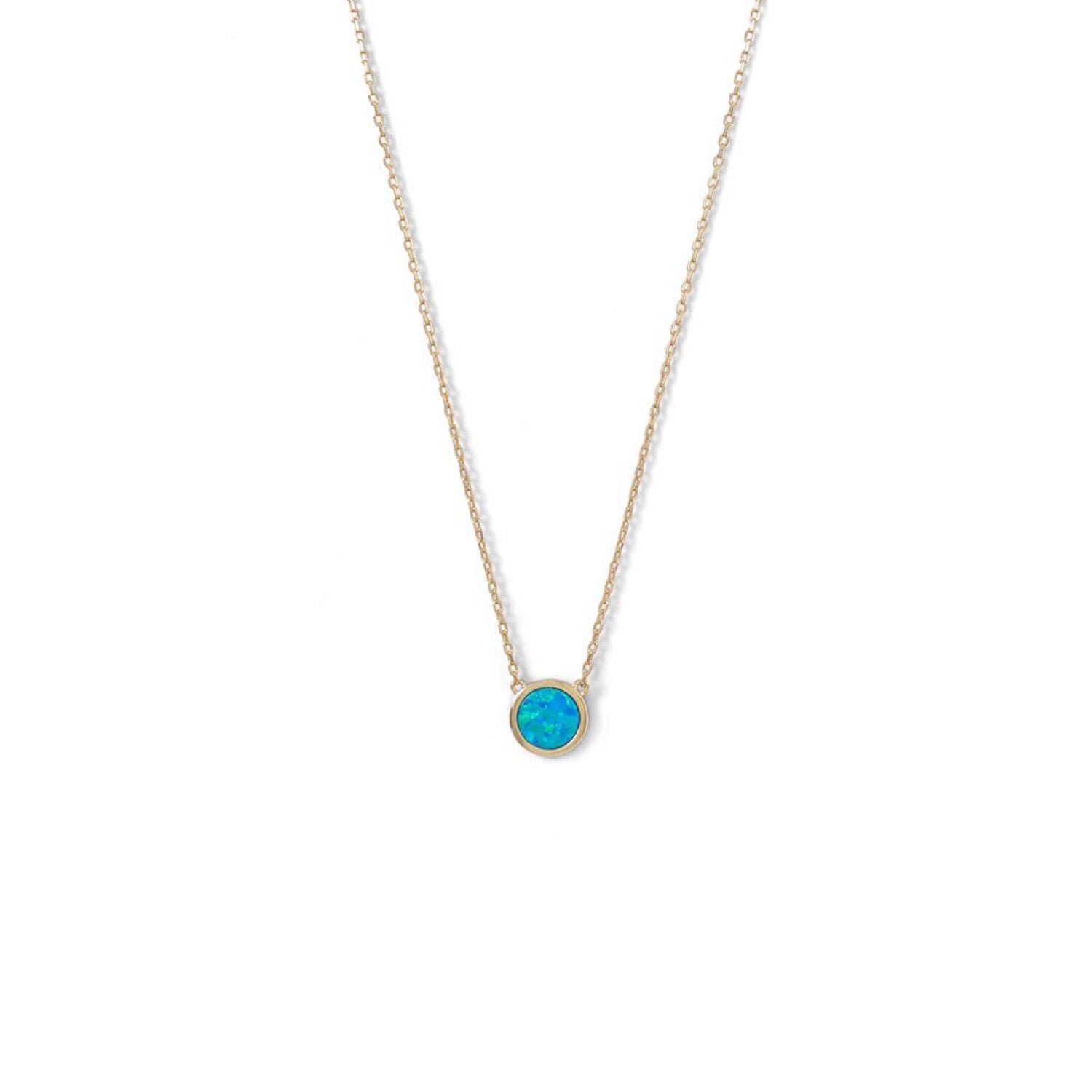 18K Gold Blue Opal Necklace