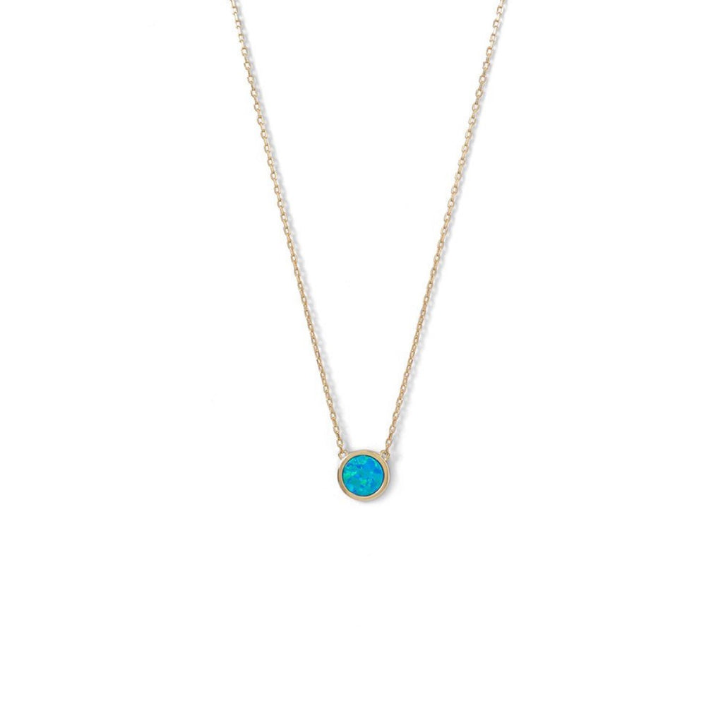 18K Gold Blue Opal Necklace