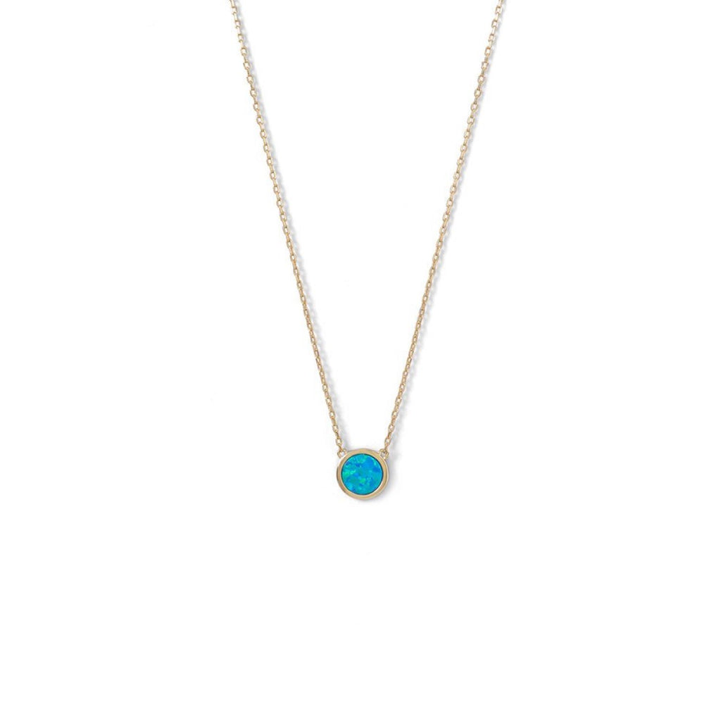 18K Gold Blue Opal Necklace - Liv Oliver