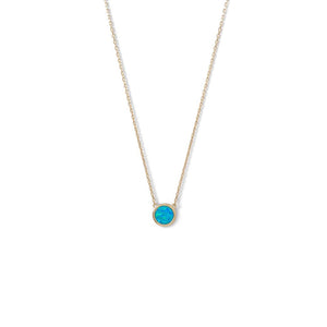 18K Gold Blue Opal Necklace