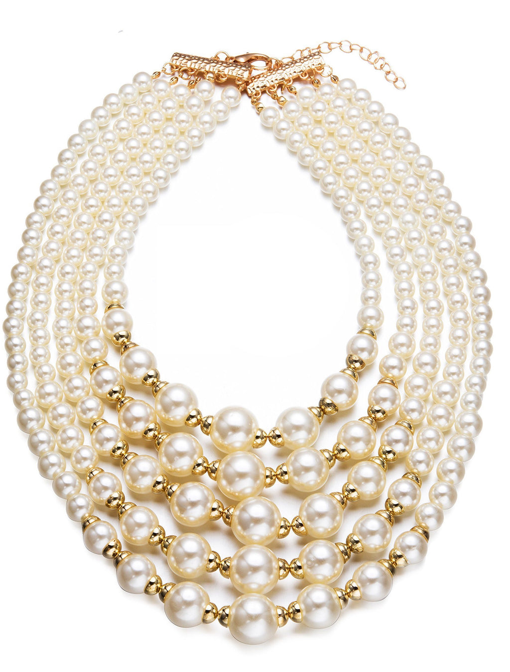 18k Gold Multi Layer Pearl Necklace