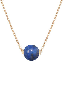 18k Gold Lapis Embelished Solitaire Necklace