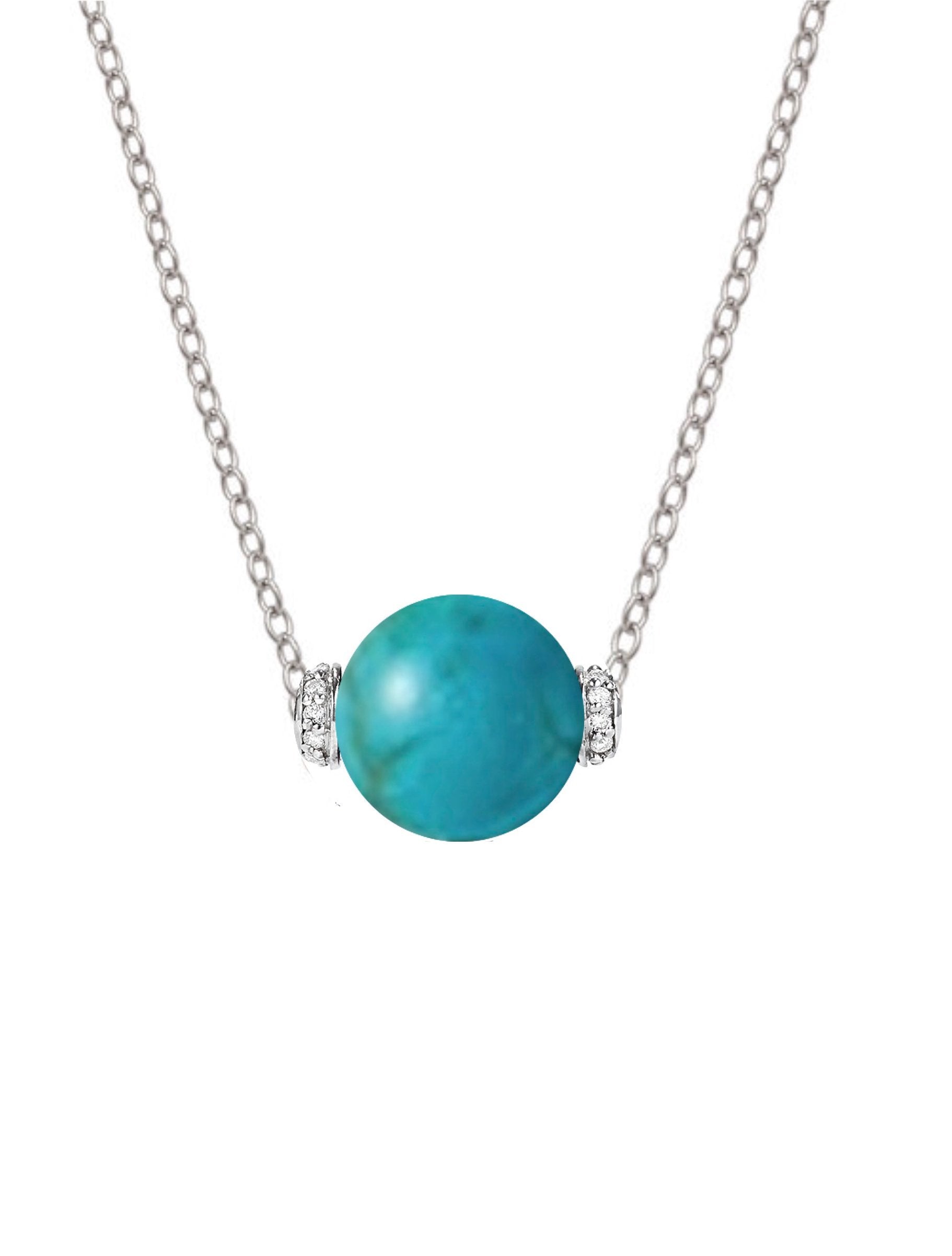 Sterling Silver Turquoise & Cz Necklace