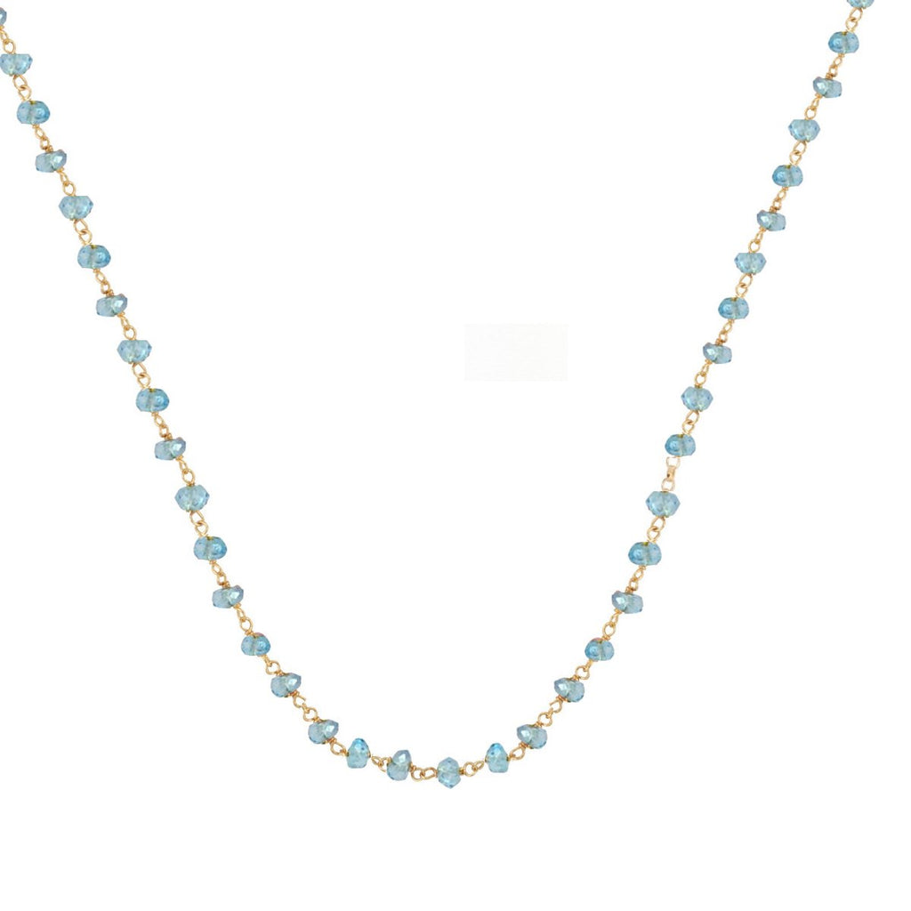 18K Gold Blue Topaz Necklace - Liv Oliver