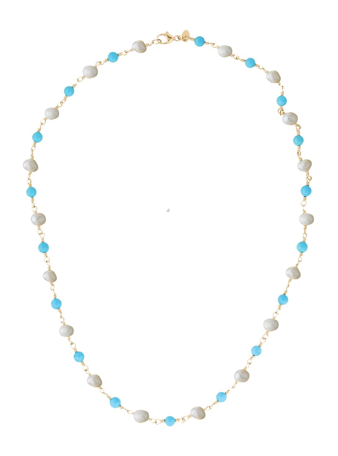 18K Gold Turquoise & Pearl Necklace