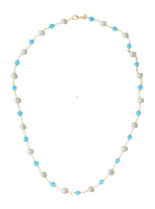 18K Gold Turquoise & Pearl Necklace