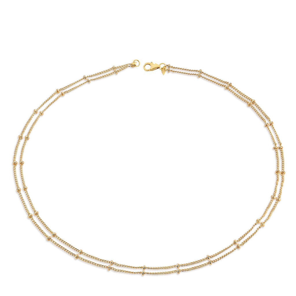 18k Gold Double Row Layer Necklace