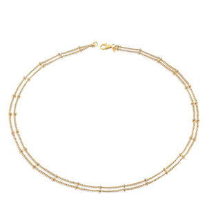 18k Gold Double Row Layer Necklace