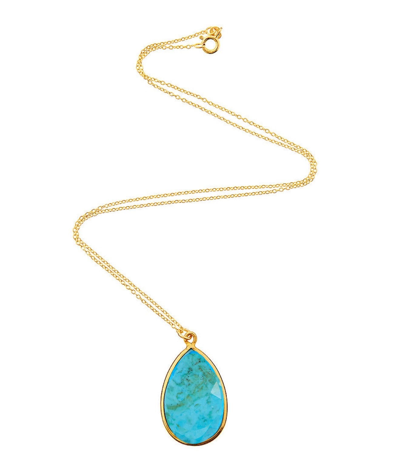 18k Turquoise Pear Drop Pendant Necklace