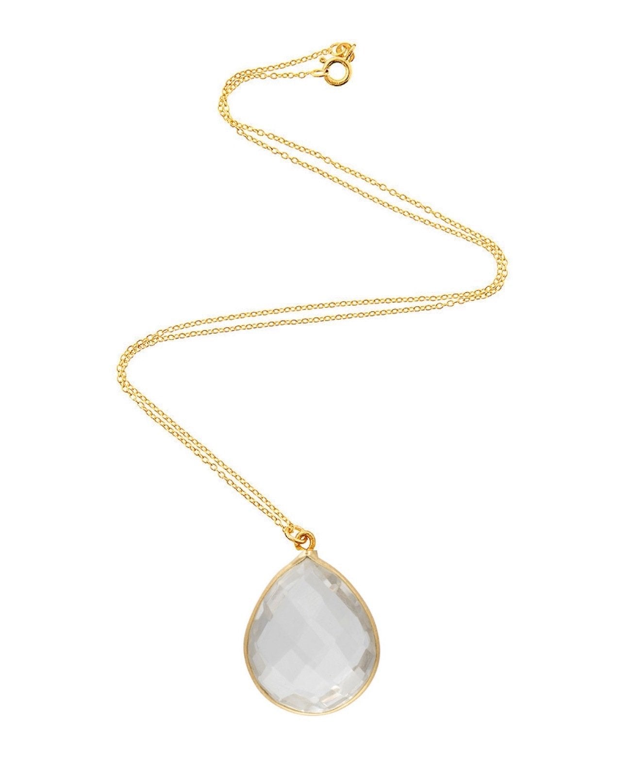 18K Gold Clear Quartz Necklace