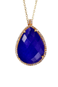 18k Gold Sapphire Embelished Pear Drop Necklace