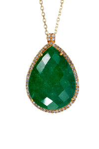 18K Gold Emerald Embelished Pear Drop Necklace