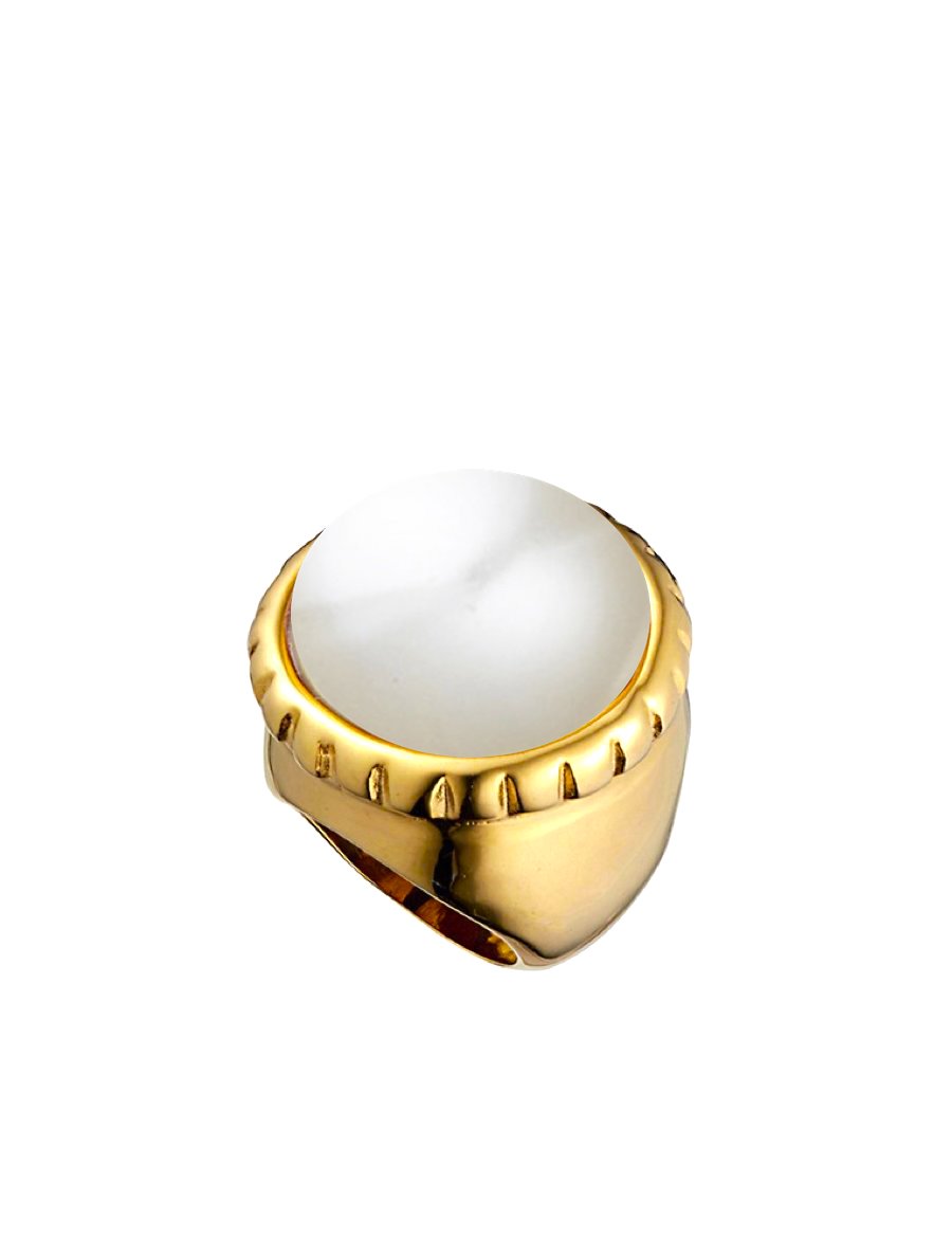 18k Gold Pearl Statement Ring