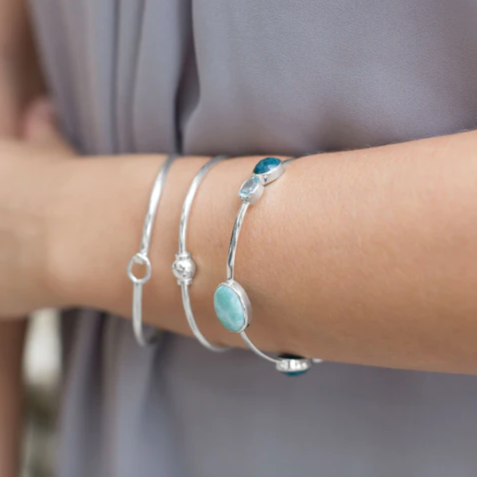 Sterling Silver Multi Gemstone Bangle Bracelet