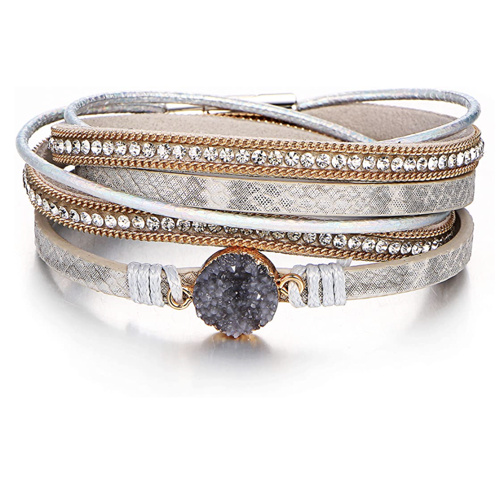 18k Gold Grey Multi Wrap Bracelet - Liv Oliver