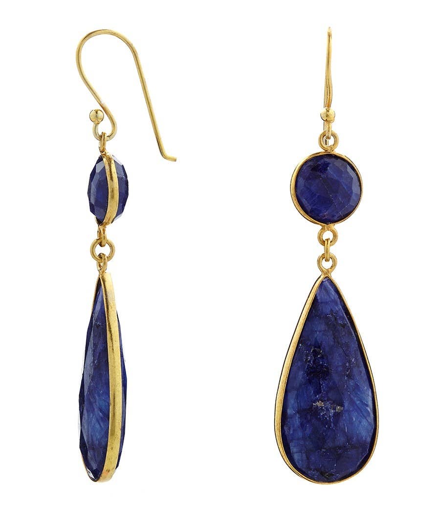 18K Gold Sapphire Statement Earrings