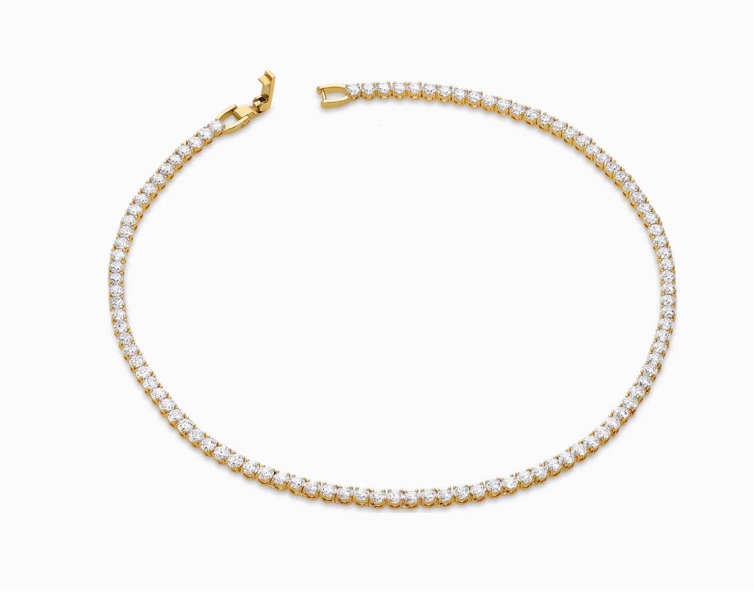 18k Gold Cz Tennis Necklace