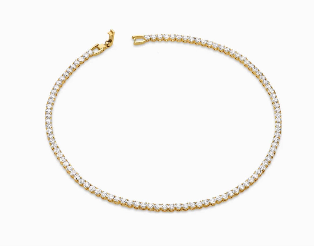 18k Gold Cz Tennis Necklace