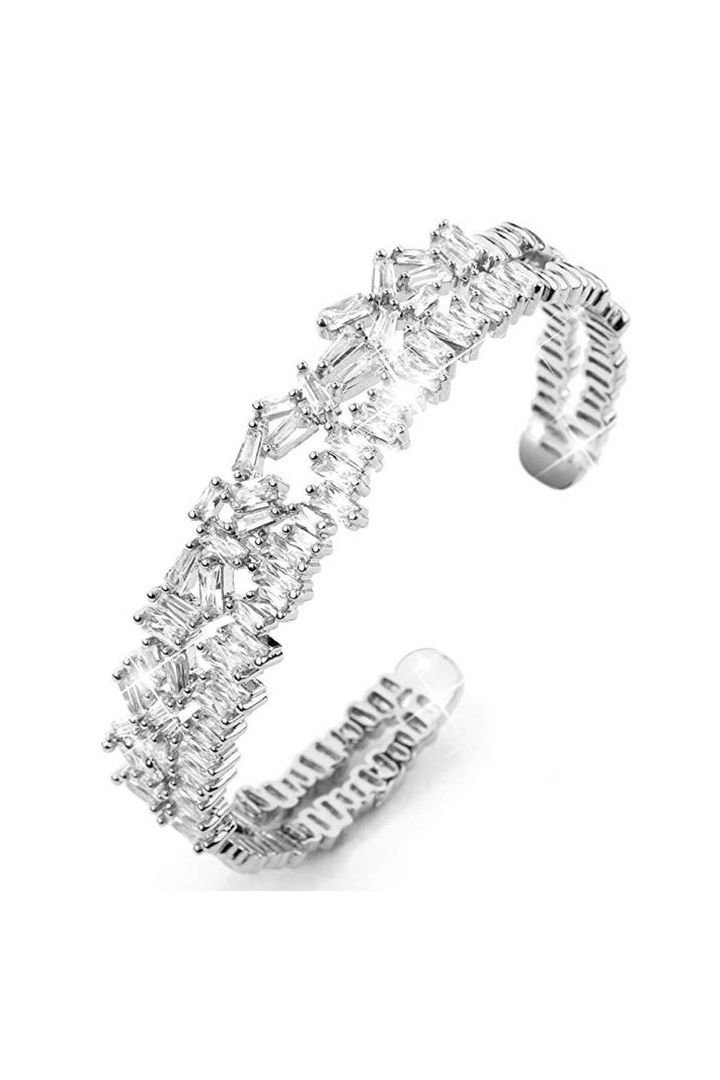 Silver Cz Cuff Bangle