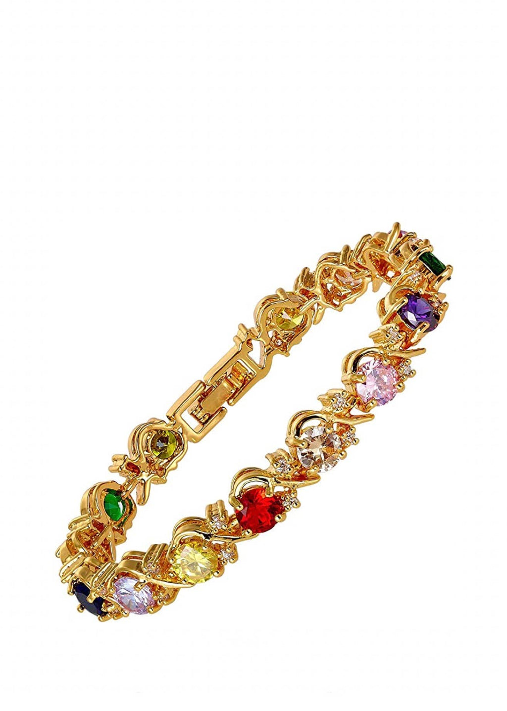 18K Gold Multi Color Eternity Tennis Bracelet